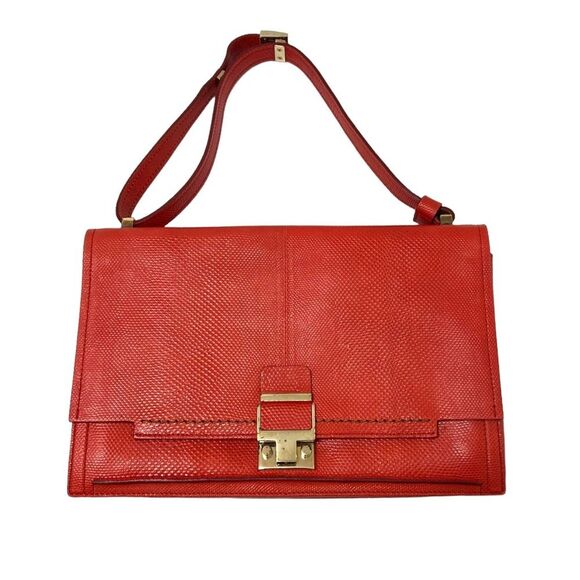 Lanvin Snakeskin Partition Shoulder Bag in Red - Picture 1 of 15